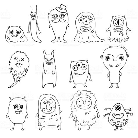 Collection Of Doodle Monsters Royalty Free Monster Fictional Character Stock Vector Doodle