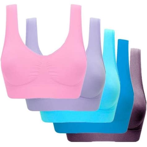 Lot De 5 Soutien Gorge Sport Grande Taille Pour Femme Sans Couture Sans