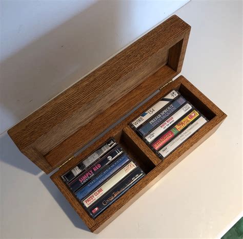 Vintage Wooden Audio Cassette Tape Storage Box Holds 10 Cassettes Quality Bin Measures 12 X 4