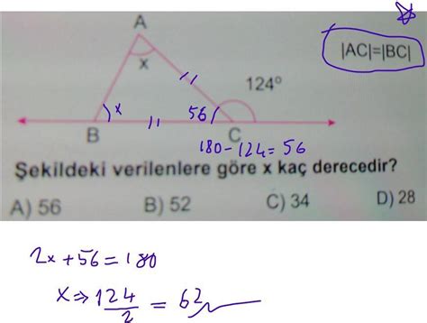 A Ac Bc X Bc Ekildeki Verilenlere G Re X Ka Derecedir A B