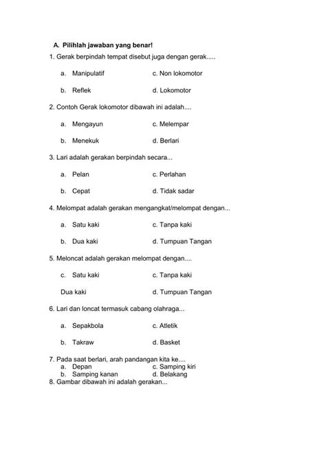 Gerak Lokomotor Activity Live Worksheets