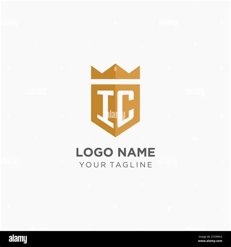 Monogram Ic Logo With Geometric Shield And Crown Luxury Elegant