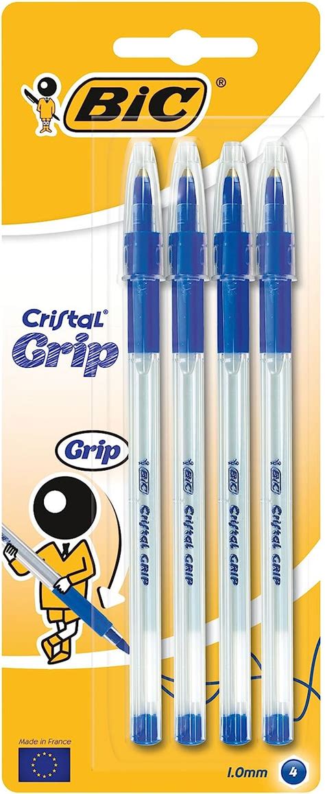 Bic Cristal Grip Ball Pens Medium Point 10 Mm Blue