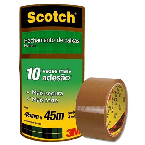 FITA ADESIVA PARA EMBALAGEM SCOTCH MARROM 45X45 Maskate Sr Passos