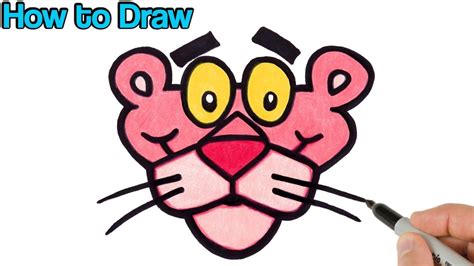 How to Draw Pink Panther | Cartoon Drawing Tutorial