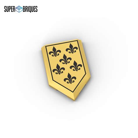 Golden Coat Of Arms 2x3 Heraldic Lilys Custom LEGO Part Super Briques