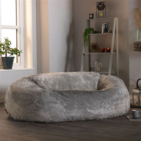 Icon® Kenai Cloud Two Seater Faux Fur Bean Bag Arctic Wolf