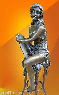 Art Deco Erotic Bronze Female Naked Statue Figure Hot Cast Sculpture