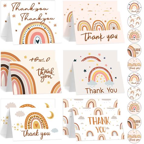 Buy 24 Pieces Boho Rainbow Thank You Cards With Envelopes And Stickers