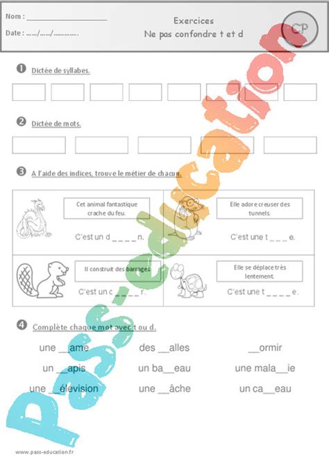 Exercice T D Son Complexe Confusion CP Cycle 2 Pass Education