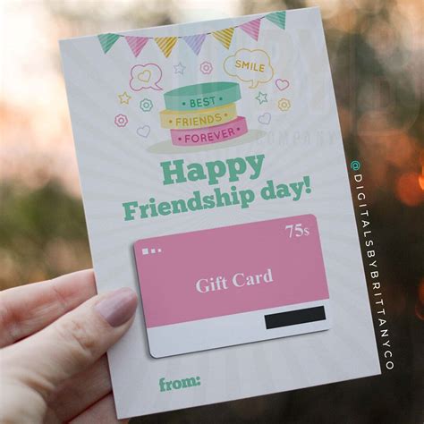 National Friendship Day Gift Card Holder, Printable Best Friend Gift ...