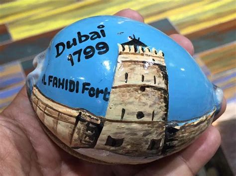 Al Fahidi Fort Painting on Sea Shell - Dubai Gift