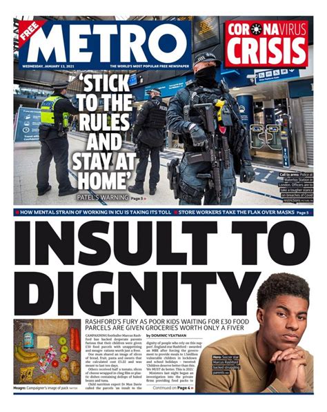 Metro Front Page 13th Of January 2021 Tomorrows Papers Today