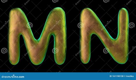 Letter Set M N Made Of Realistic 3d Render Natural Gold Snake Skin