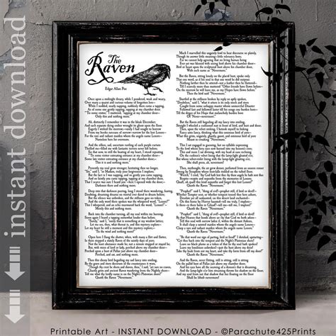 The Raven Complete Poem Printable, Edgar Allan Poe, Halloween Art ...