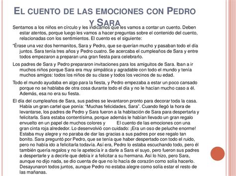 El Cuento De Las Emociones Con Pedro Y Sarasentamos A Los Ni Os En