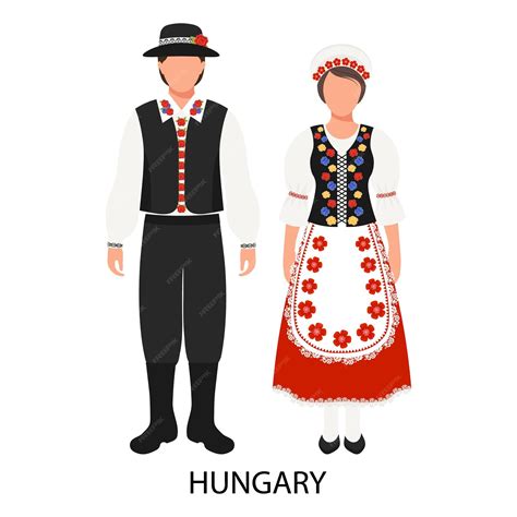 Premium Vector | A man and a woman in hungarian folk costumes culture ...