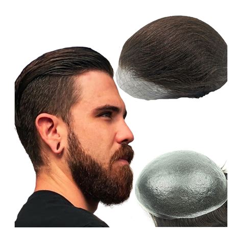 8x10 Pieces Mens Hairpiece Toupee For Men Replacement 100 European Real Human Hair Pu Skin