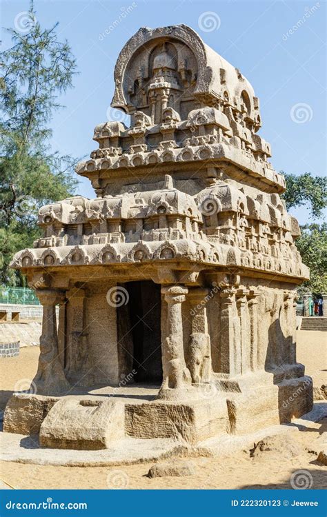 Nakula Sahadeva Ratha In Pancha Rathas Complex At Mahabalipuram Stock