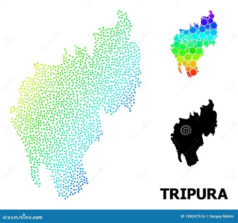 Vector Rainbow Colored Dotted Map Of Tripura State Stock Vector