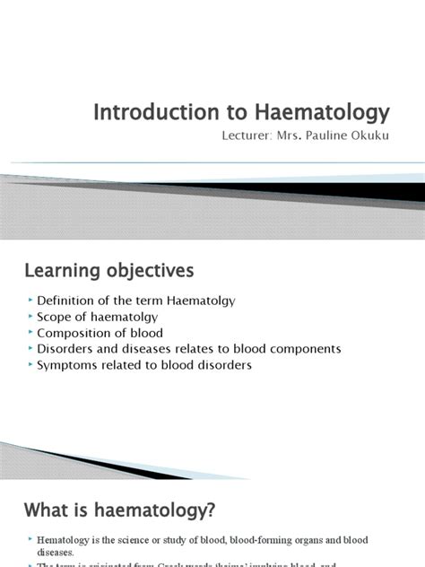 Introduction To Haematology Pdf Hematology Blood Cell