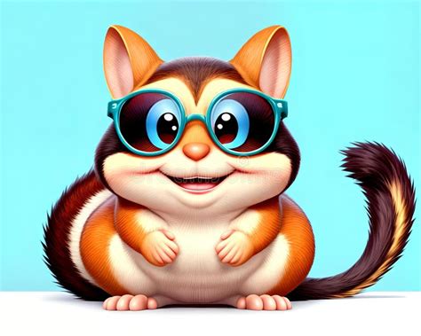 Cartoon Happy Comic Friendly Fat Chipmunk Big Eyes Glasses Toy Stock ...