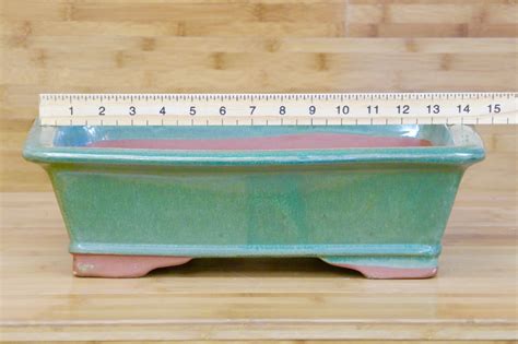 Inch Rectangle Green Glazed Bonsai Pot Greenwood Bonsai Studio