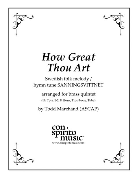 How Great Thou Art Brass Quintet Arr Todd Marchand Ascap By