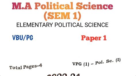 Vbu Political Science Ma Sem Questions Elementary Political Science