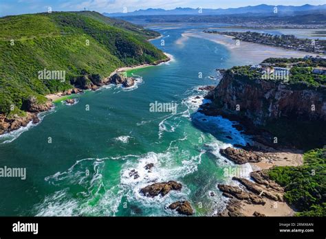 Aerial view of Knysna Heads in Knysna, Garden Route, South Africa Stock ...