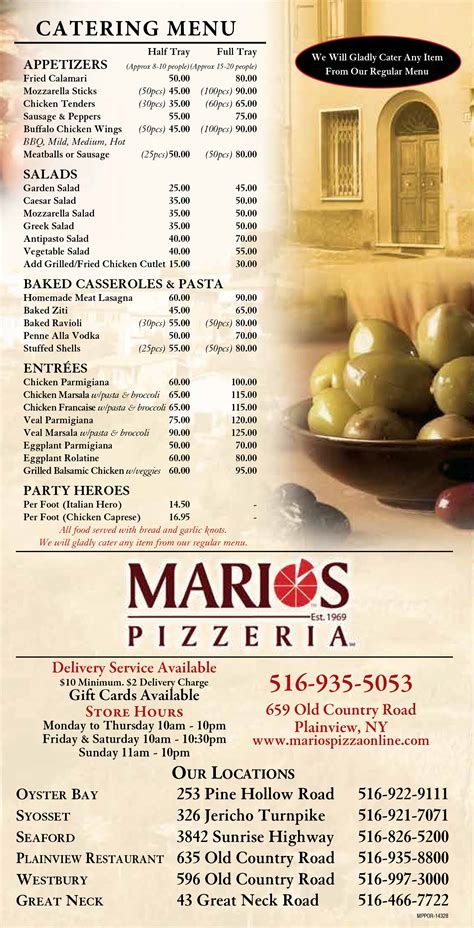 Plainview Menu - Marios