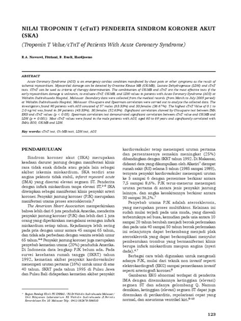 Pdf Nilai Troponin T Ctnt Penderita Sindrom Koroner Akut Dokumen Tips