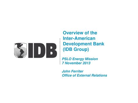 PPT Overview Of The Inter American Development Bank IDB Group