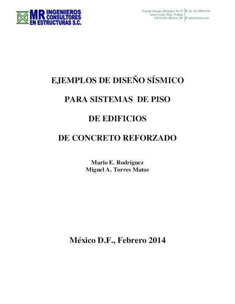 PDF Ejemplos de Diseño Sismico para Sistemas de Piso de Edificios de