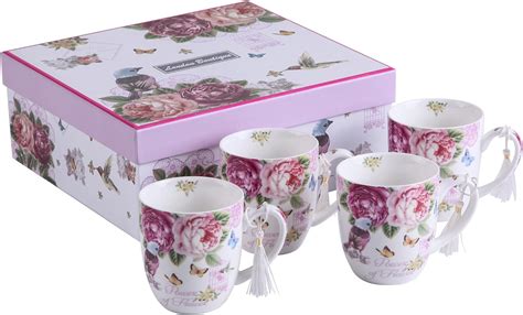 Amazon De London Boutique K414 COFFEE CUPS Bird Rose Butterfly