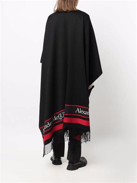 Alexander Mcqueen Oversized Fringed Wool And Cashmere Blend Jacquard