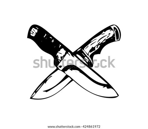 Crossed Daggers Knives Cross Tattoo Sketch Stock Vector Royalty Free