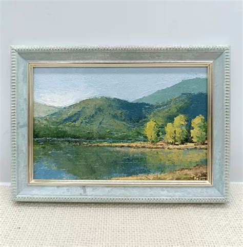 ORIGINAL OIL PAINTING Framed Landscape Art Mountain Landscape Summer