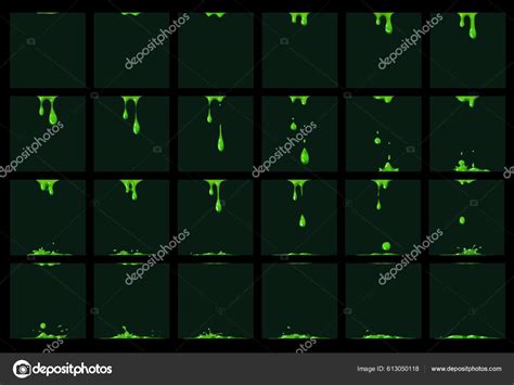 Green Slime Animation Animated Sprite Effect Vector Game Cartoon Green