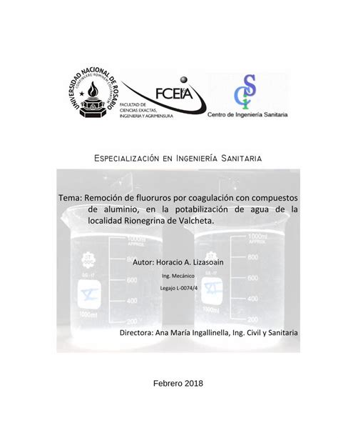 Pdf Tema Remoci N De Fluoruros Por Coagulaci N Con Compuestos