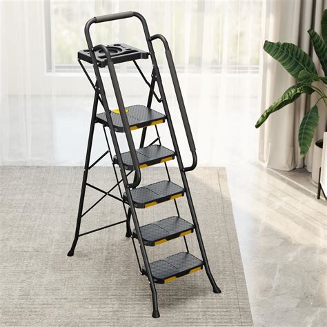 Kingrack Step Ladder With Tool Platform Folding Step Stool With