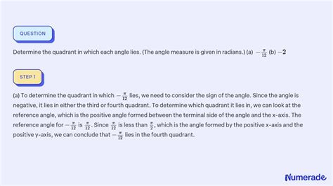 Solveddetermine The Quadrant In Which Each Angle Lies The Angle