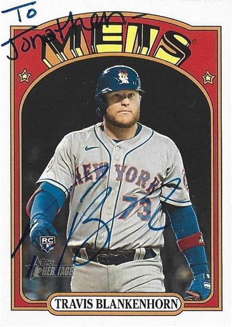 Travis Blankenhorn 2021 Topps Heritage Baseball Cards New York Mets