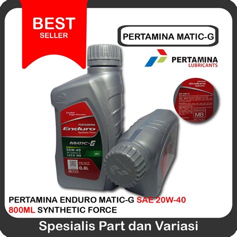 Jual Enduro Matic G Pertamina 800ml 20w40 Oli Motor Scooter Matik 0 8L