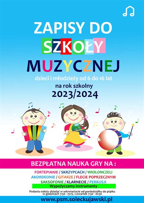 Zapisy do Szkoły Muzycznej na rok szkolny 2023 2024 Szkoła Muzyczna I