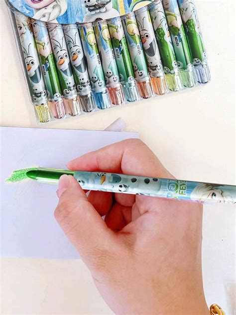 Ensemble De Papeterie De 12 Couleurs Disney Princess Elsa Crayons De