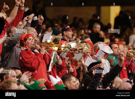 Welsh Rugby Supporters At The Millennium Stadium Cardiff Wales Stock