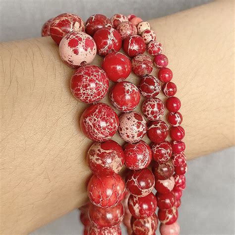 Natural Imperial Jasper Red Loose Round Beads For Jewelry Etsy