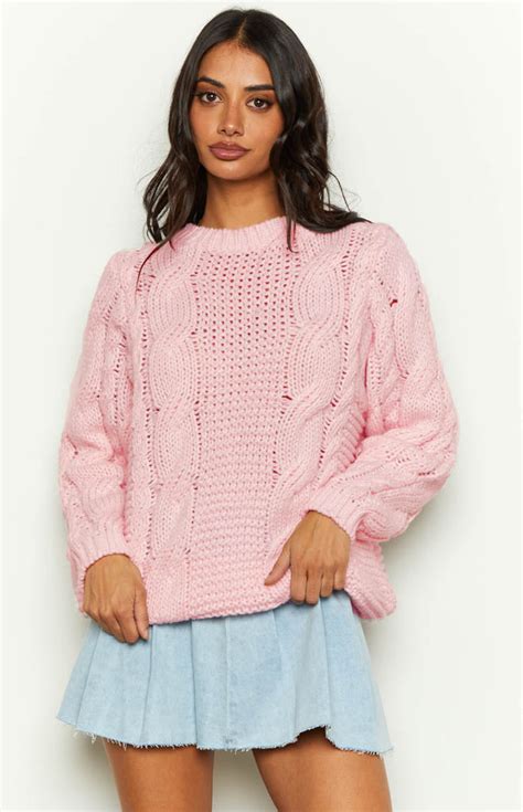 Everlea Pink Cable Knit Sweater Beginning Boutique Us