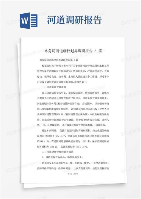 水务局河道确权划界调研报告3篇word模板下载编号qabkemdj熊猫办公